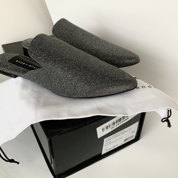 Alice + Olivia Madalyn Loafer Flat Mule Silver - Picture 12 of 12